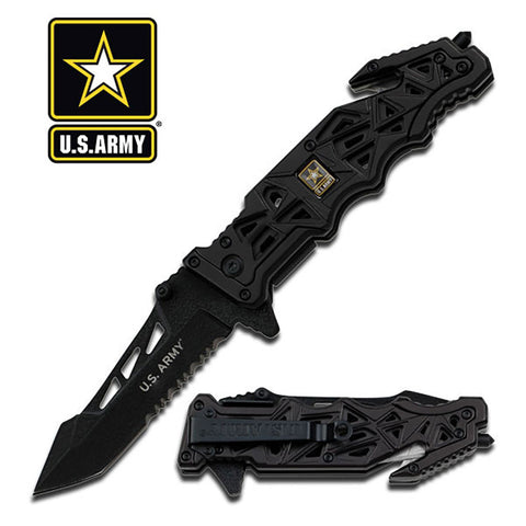 U.S. Army Knife Licensed "Liberator" Black Tactical Spring Assisted Knife