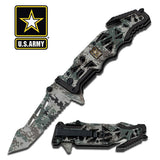 U.S. Army Knife Licensed "Liberator" Snow Camo Tactical Spring Assisted