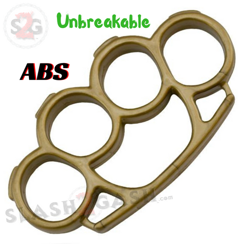 ABS Plastic Brass Knuckles Unbreakable Lexan Paperweight Belt Buckle - Gold