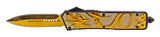 Dragon OTF Knife Double Edge Plain Gold Automatic Out The Front D/A Switchblade Knives