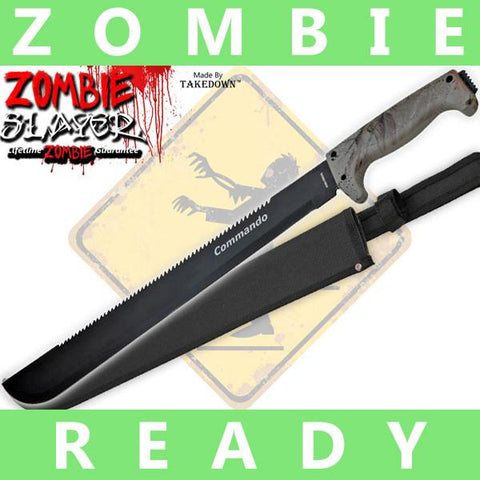 Full Tang Undead Slayer Sawback Machete - Hunting Camo