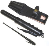 AUTOMATIC Baton Police Grade W/Leather Solid Metal Stick Black