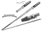 AUTOMATIC Baton Police Grade W/Leather Solid Metal Stick Chrome