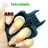 Demonic Skull Self Defense Keychain ABS Knuckles - Black Unbreakable Plastic