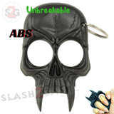Demonic Skull Self Defense Keychain ABS Knuckles - Black Unbreakable Plastic