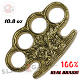 Floral Embossed Knuckle Duster Ammo Grade Real Brass Paperweight