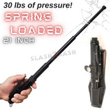 AUTOMATIC Baton Police Grade W/Leather Solid Metal Stick Chrome