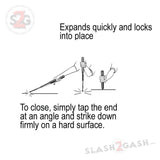 AUTOMATIC Baton w/Guard Expandable Solid Metal Stick Chrome