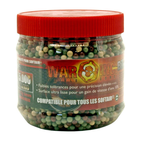 War Inc 5000 Round Jar .12g Airsoft BB's 6mm - Camo Ammo
