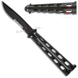 Jaguar Butterfly Knife HEAVY Taiwan Balisong - 4mm Black Serrated FAT Knuckle Banger