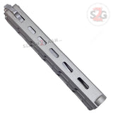 Gray Jaguar Butterfly Knife HEAVY Taiwan Balisong - 4mm Grey Serrated FAT Knuckle Banger