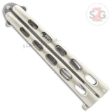 Jaguar Butterfly Knife HEAVY Taiwan Balisong - 4mm Champagne Serrated FAT Knuckle Banger