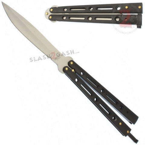JUMBO Butterfly Knife Giant 10" Balisong Large 5 Hole Pattern - Matte Black