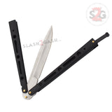JUMBO Butterfly Knife Giant 10" Balisong Large 5 Hole Pattern - Matte Black