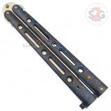 JUMBO 5 Hole Pattern Butterfly Knife Giant 10" Balisong Large - Marble Blue