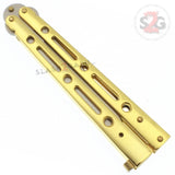 JUMBO Butterfly Knife Giant 10" Balisong Large 5 Hole Pattern - Shiny Gold