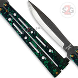 JUMBO 5 Hole Pattern Butterfly Knife Giant 10" Balisong Large - Green Marble