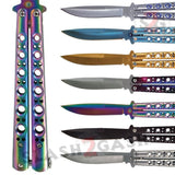 Classic 6 Hole Butterfly Knife w/ Spring Latch Sandwich Version Balisong - 7 Colors