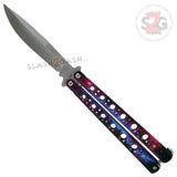 Classic 6 Hole Butterfly Knife w/ Spring Latch Balisong Sandwich Version Weehawk - Galaxy