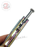 Classic 6 Hole Butterfly Knife w/ Spring Latch Balisong Sandwich Version Weehawk - Titanium Rainbow