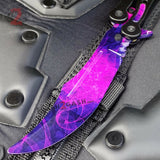 CSGO Purple Doppler Butterfly Knife TRAINER Dull PRACTICE Balisong CS:GO Counter Strike smokey swirls