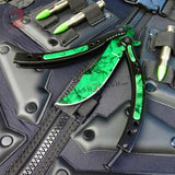 CSGO Green Gamma Doppler Emerald Butterfly Knife SHARP 440C Counter Strike Tactical Balisong CS:GO