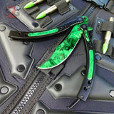 CSGO Green Gamma Doppler Emerald Butterfly Knife SHARP 440C Counter Strike Tactical Balisong CS:GO