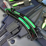 CSGO Green Gamma Doppler Emerald Butterfly Knife SHARP 440C Counter Strike Tactical Balisong CS:GO