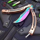 CSGO Rainbow Butterfly Knife SHARP 440C Counter Strike Tactical CS:GO Balisong - Bronze