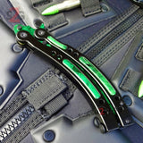 CSGO Green Gamma Doppler Emerald Butterfly Knife TRAINER Dull Practice Balisong CS:GO Counter Strike