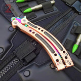 CSGO Rainbow Butterfly Knife SHARP 440C Counter Strike Tactical CS:GO Balisong - Bronze