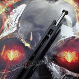 TheONE Butterfly Knife 440C Channel Balisong w/ BUSHINGS - Black 42 Blue Holes and Spring Latch
