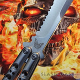 TheONE Butterfly Knife 440C BM42 Serrated Best Version Channel Construction Balisong Spring Latch