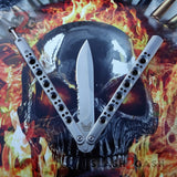TheONE Butterfly Knife 440C BM42 Serrated Best Version Channel Construction Balisong Spring Latch