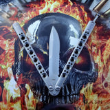 TheONE Butterfly Knife 440C BM42 Serrated Best Version Channel Construction Balisong Spring Latch