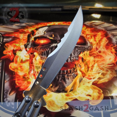 TheONE Butterfly Knife 440C Best Version Channel Construction Balisong - Tyrannosaurus Rex Slash2Gash S2G