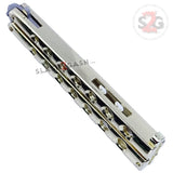 Shiny Gold Butterfly Knife Classic 7 Hole 440c Premium Steel Riveted Flip Balisong