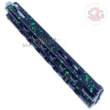 Classic 7 Hole Butterfly Knife 440c Premium Steel Flip Balisong - Marble Green