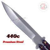 Marble Red Butterfly Knife Classic 7 Hole 440c Premium Steel Riveted Flip Balisong