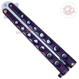 Classic 7 Hole Butterfly Knife 440c Premium Steel Flip Balisong - Marble Red