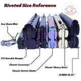 Heavy Duty Classic Butterfly Knife Thick 7 Hole Balisong - Blue Splatter Riveted Size Chart