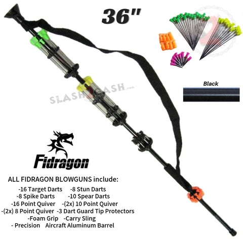 Fidragon 36" Blowgun .40 cal LOADED w/ 42 Darts - Black - BEST VALUE