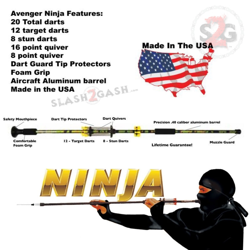 18 Inch Predator Blowgun - Short Ninja Blow Gun - .40 Caliber