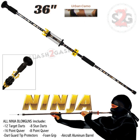 Ninja 36" Blowgun .40 cal w/ 20 Darts - Urban Camo - Avenger Blowguns USA