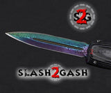 Automatic D/A Knife OTF Titanium Fade Damascus Finish Micarta Handle 440c S2G