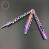 Butterfly Knife Rainbow TRAINER Dull Balisong w/ Spring Latch