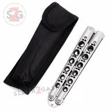 Classic Black Hole Butterfly Knife TRAINER Dull Practice Balisong - Silver