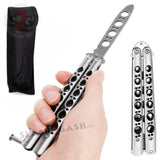 Classic Black Hole Butterfly Knife TRAINER Dull Practice Balisong - Silver