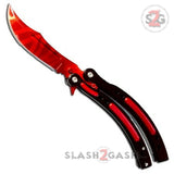 CSGO Slaughter Butterfly Knife SHARP 440C Spring Latch Tactical Balisong