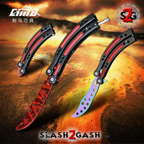 10 colors CSGO Butterfly Knife TRAINER Dull Spring Latch PRACTICE Balisong